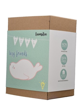 Lampa de veghe si veioza cu LED, lumina reglabila si functie oprire cronometrata, forma foca, alba, Lumilu Lazy Friends Seal, Reer