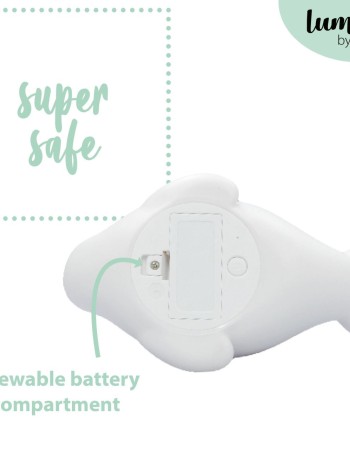 Lampa de veghe si veioza cu LED, lumina reglabila si functie oprire cronometrata, forma foca, alba, Lumilu Lazy Friends Seal, Reer