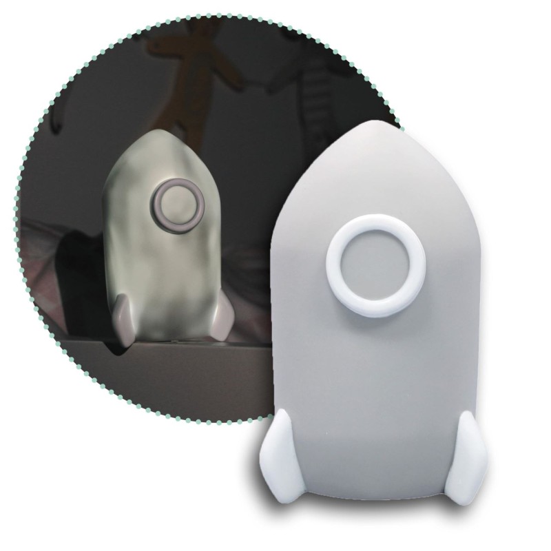 Lampa de veghe cu LED, cu oprire cronometrata, forma racheta, gri, Lumilu Sweet Dreams Rocket, Reer