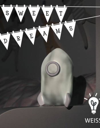 Lampa de veghe cu LED, cu oprire cronometrata, forma racheta, gri, Lumilu Sweet Dreams Rocket, Reer