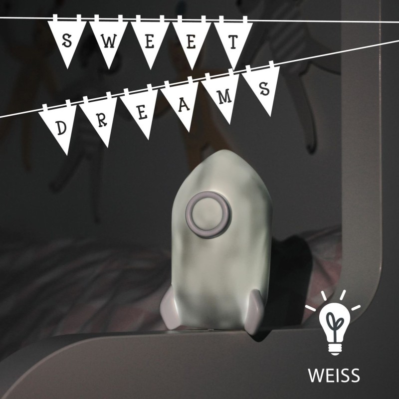 Lampa de veghe cu LED, cu oprire cronometrata, forma racheta, gri, Lumilu Sweet Dreams Rocket, Reer