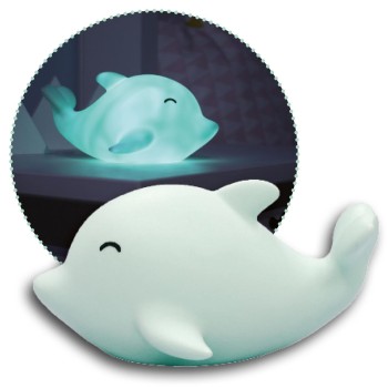Lampa de veghe cu LED, cu oprire cronometrata, forma delfin, albastra, Lumilu Sea Life Dolphin, Reer