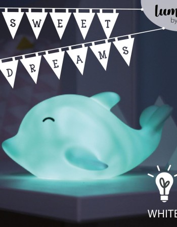 Lampa de veghe cu LED, cu oprire cronometrata, forma delfin, albastra, Lumilu Sea Life Dolphin, Reer