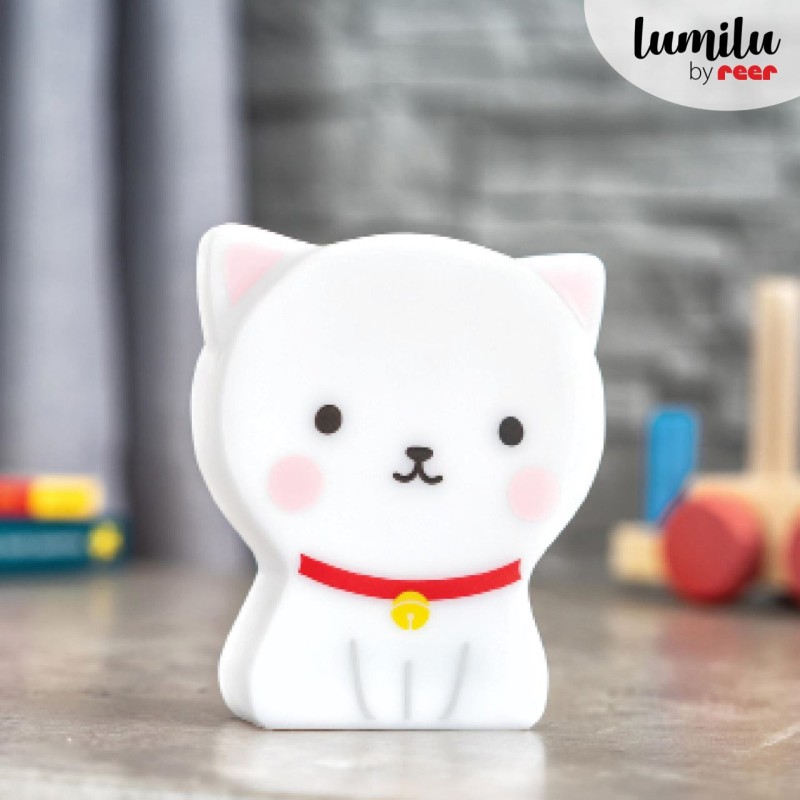 Lampa de veghe cu LED, cu oprire cronometrata, forma pisicuta, alba, Lumilu Cute Friends Cat, Reer