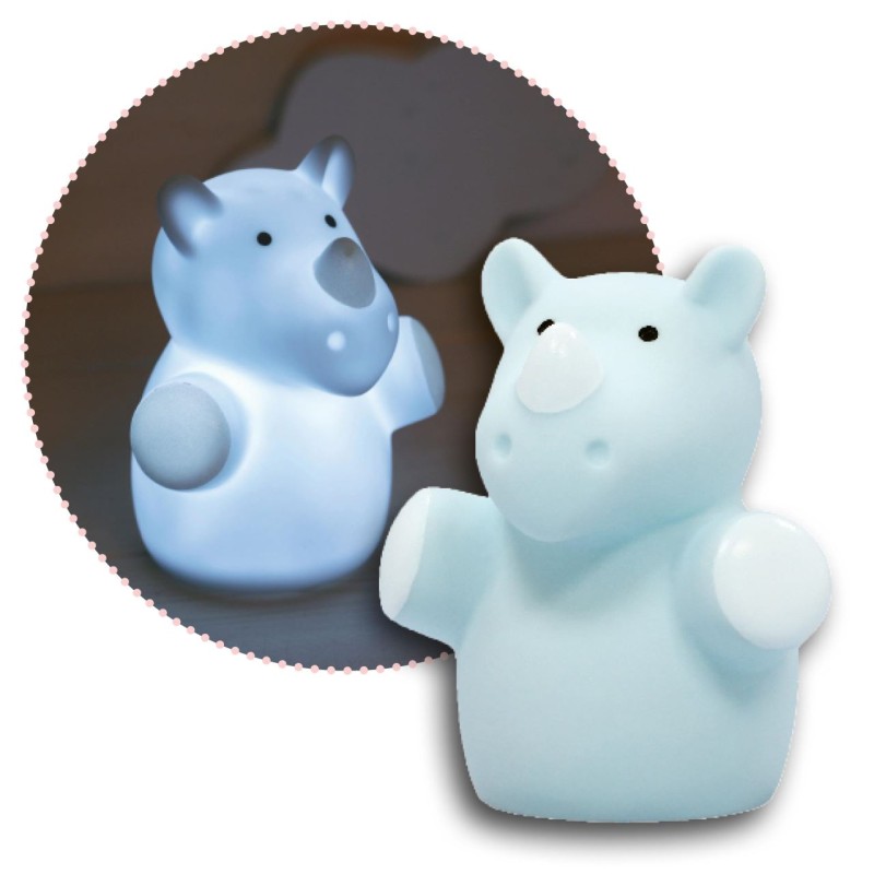 Lampa de veghe cu LED, forma rinocer, albastra, Lumilu Mini Zoo Rhino, Reer