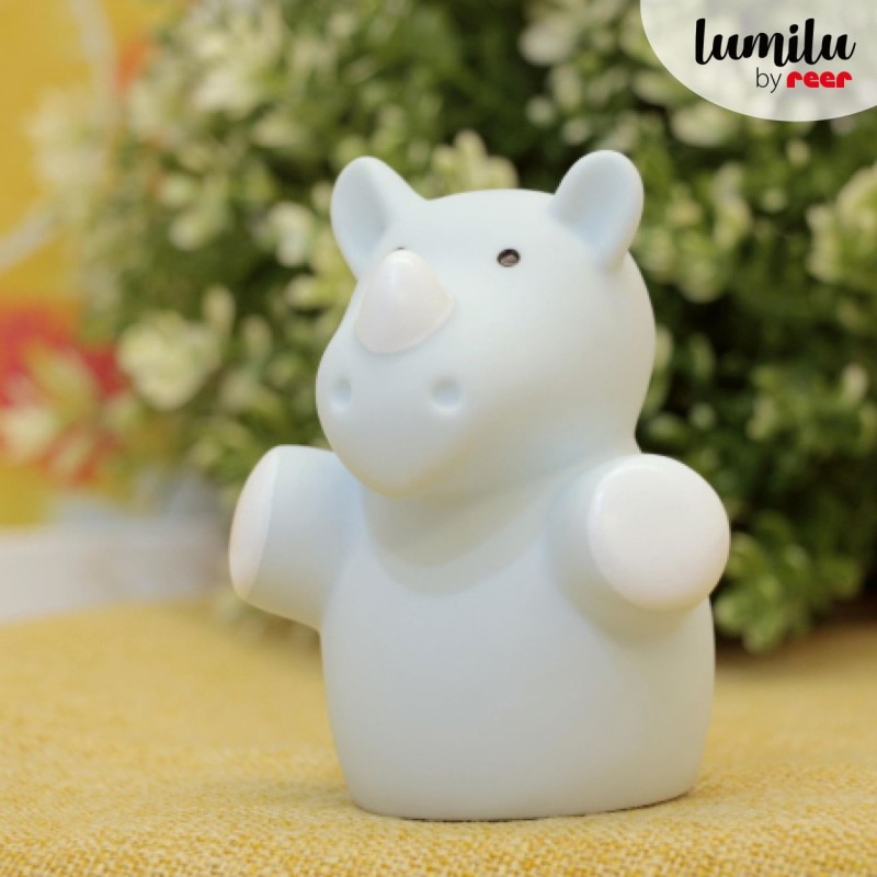 Lampa de veghe cu LED, forma rinocer, albastra, Lumilu Mini Zoo Rhino, Reer