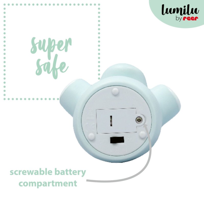 Lampa de veghe cu LED, forma rinocer, albastra, Lumilu Mini Zoo Rhino, Reer