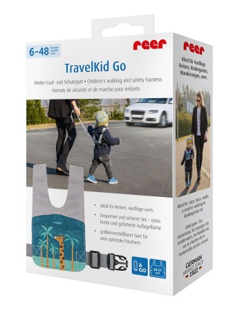Ham de siguranta si mers pentru bebelusi, reglabil, cu frau de ghidare detasabil, Reer Travelkid Go 53132