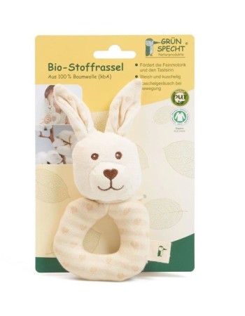 Jucarie Iepuras pentru dentitie, din bumbac organic Grunspecht 619-00