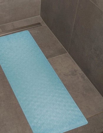 Covoras de baie antialunecare cu ventuze, din cauciuc natural, antibacterian, dreptunghiular, 97 x 36 cm, albastru, MyHappyBath Mat XL, Reer 76033