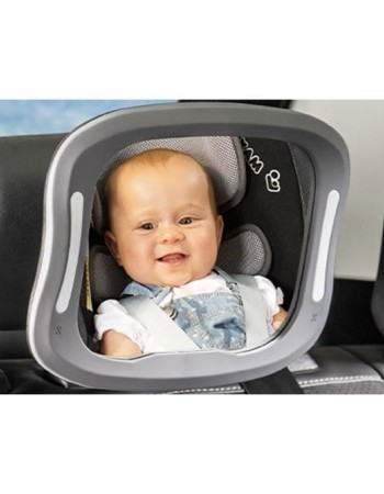 Oglinda de siguranta auto cu LED pentru monitorizare bebelusi, prindere pe tetiera, Reer BabyView 86101