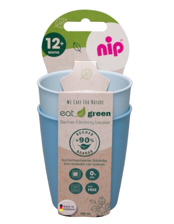 Set 2 pahare de baut Eat Green pentru bebelusi, din plastic bio, lavabile in masina de spalat vase, 12+ luni, nip 37067