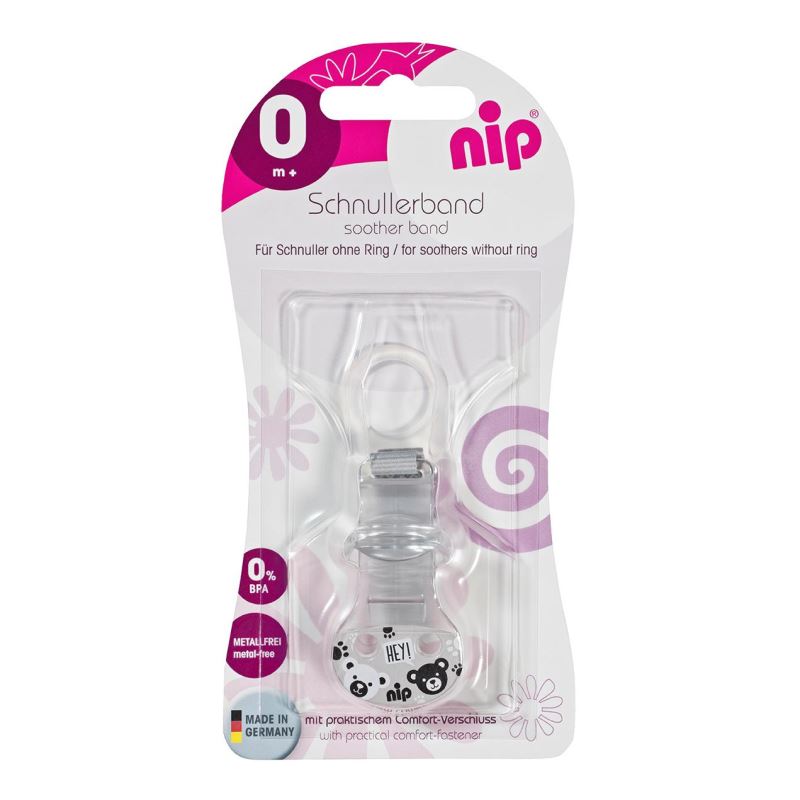 Lant cu inel de prindere din silicon pentru suzete, banda textila, 0+ luni, nip 37001