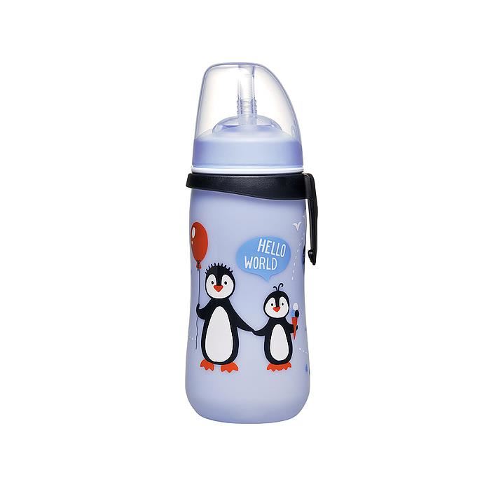 Cana de baut cu pai din silicon Straw Cup Boy, antipicurare, clip de prindere, 330 ml, de la 12 luni, nip 35067