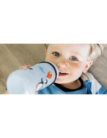 Cana de baut cu pai din silicon Straw Cup Boy, antipicurare, clip de prindere, 330 ml, de la 12 luni, nip 35067