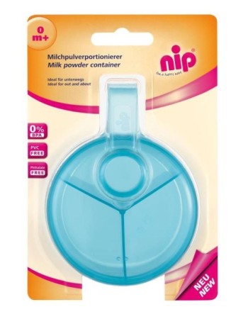Recipient pentru lapte praf cu capac rotativ si 3 compartimente, 9 x 6 cm, 0+ luni, nip 37048