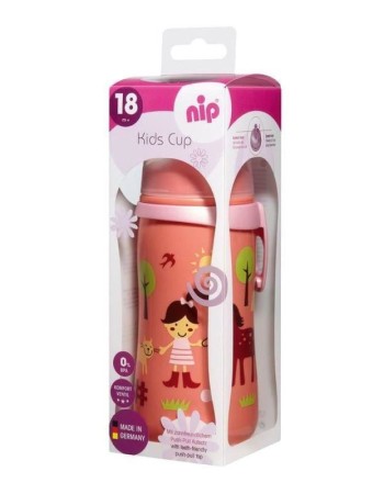 Cana de baut Kids Cup Girl, adaptor de baut antipicurare push-pull, clip de prindere, 330 ml, de la 18 luni, nip 35052