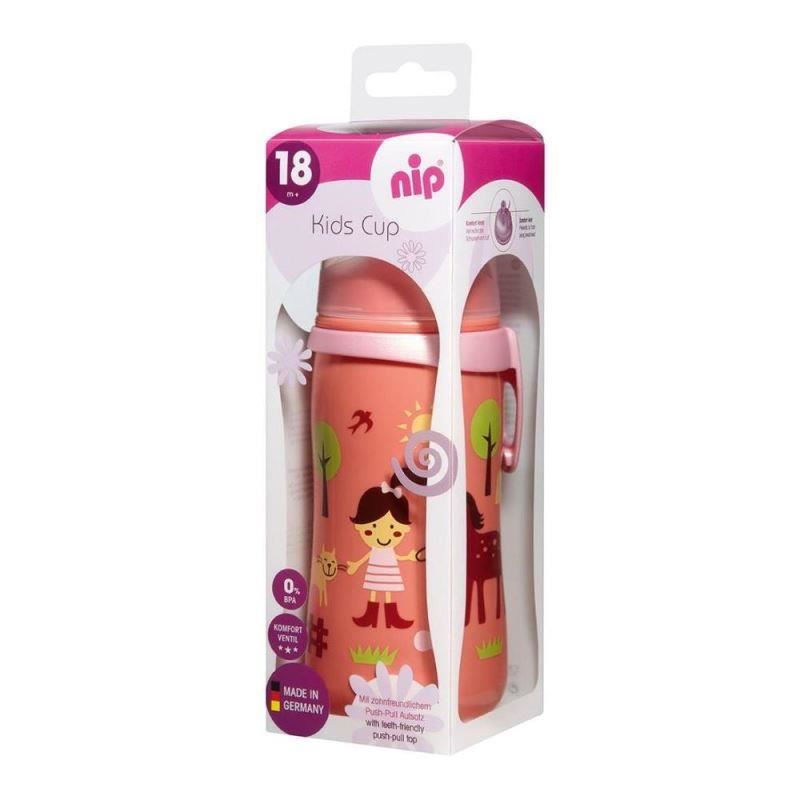Cana de baut Kids Cup Girl, adaptor de baut antipicurare push-pull, clip de prindere, 330 ml, de la 18 luni, nip 35052