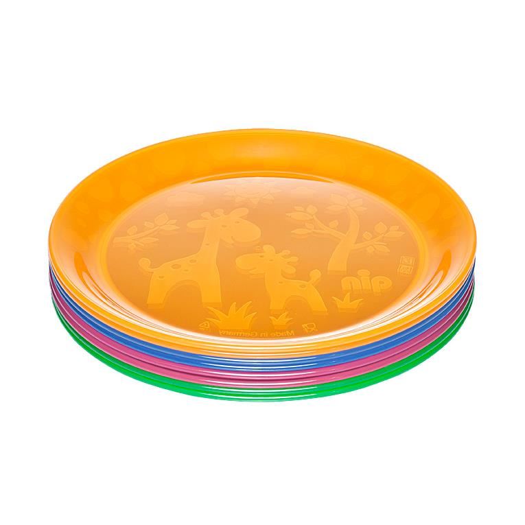 Set 4 farfurii intinse colorate pentru bebelusi si copii, diametru 19 cm, fara BPA, 6 luni+, Nip 37062