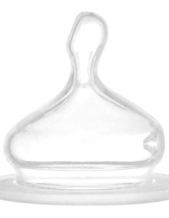 Biberon cu gat larg si tetina anti-colici rotunda din silicon moale, 260 ml, debit mediu (M), de la 0 luni, NIP 35040