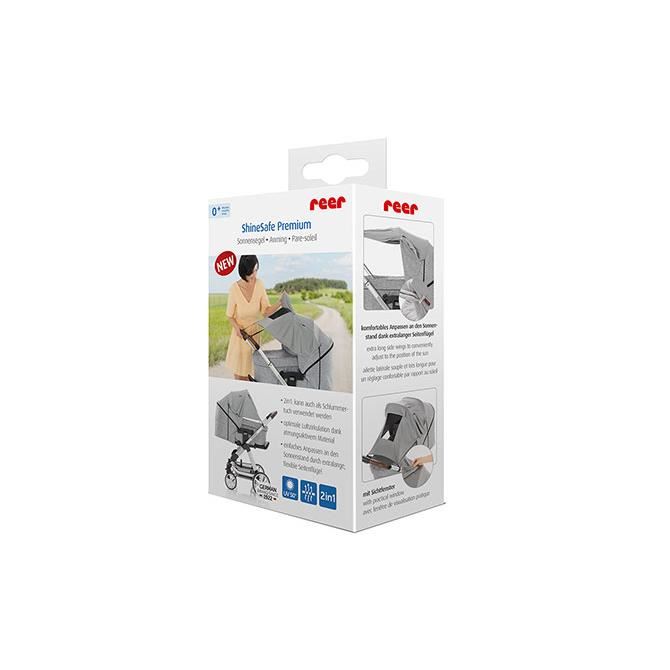 Parasolar premium pentru carucioare bebelusi, protectie solara UPF 50+, gri, Reer ShineSafe Premium