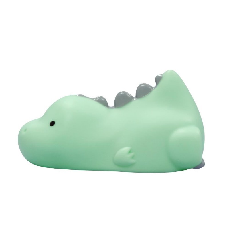 Lampa de veghe si veioza cu LED, lumina reglabila si oprire cronometrata, forma dinozaur, turcoaz, Lumilu Lazy Friends Dino, Reer