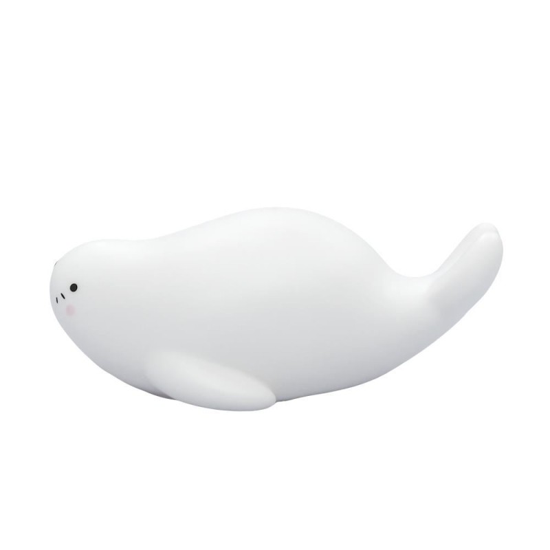 Lampa de veghe si veioza cu LED, lumina reglabila si functie oprire cronometrata, forma foca, alba, Lumilu Lazy Friends Seal, Reer