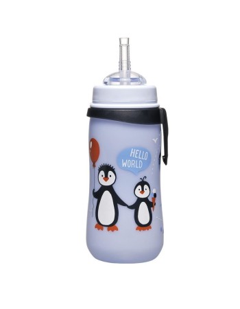 Cana de baut cu pai din silicon Straw Cup Boy, antipicurare, clip de prindere, 330 ml, de la 12 luni, nip 35067