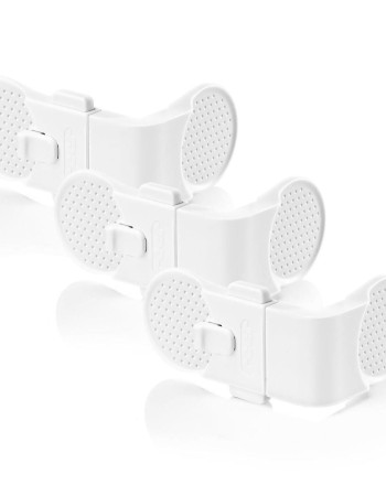 Set 3 sigurante sertare & dulapuri REER 71080 – Blocare tripla, montaj fara gaurire