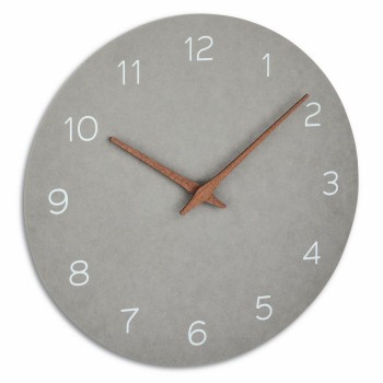 Ceas silentios de precizie din lemn, analog, de perete, design minimalist, gri