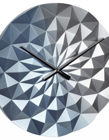 Ceas geometric de precizie, analog, de perete, creat de designer, model DIAMOND, albastru metalic