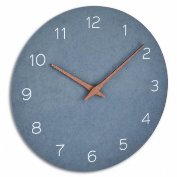 Ceas silentios de precizie din lemn, analog, de perete, design minimalist, albastru