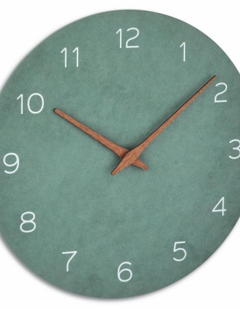 Ceas silentios de precizie din lemn, analog, de perete, design minimalist, verde