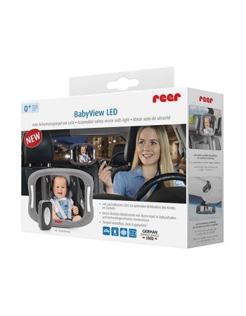 Oglinda de siguranta auto cu LED pentru monitorizare bebelusi, prindere pe tetiera, Reer BabyView 86101