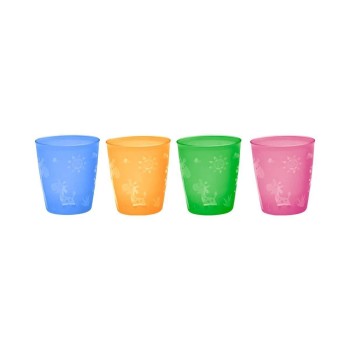 Set 4 pahare colorate pentru bebelusi si copii, 300 ml, fara BPA, 18+ luni, Nip 37061