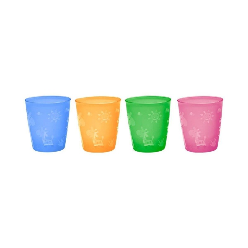 Set 4 pahare colorate pentru bebelusi si copii, 300 ml, fara BPA, 18+ luni, Nip 37061