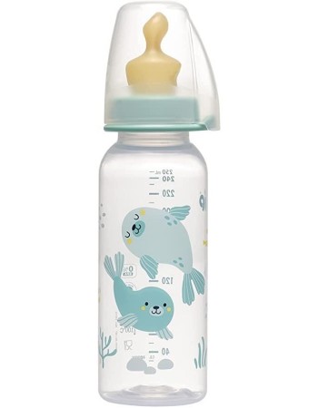 Biberon Family PP cu tetina anti-colici din latex natural, 250 ml, de la 6 luni, debit mediu (M), nip 35007