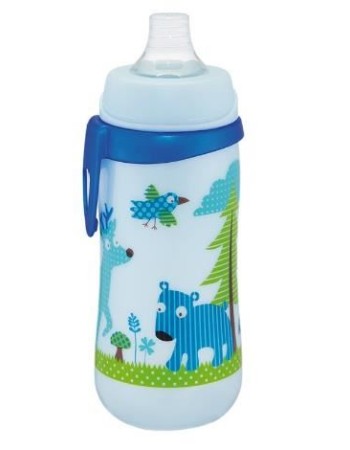 Cana de baut First Cup Boy, adaptor de baut antipicurare din silicon, clip de prindere, 330 ml, de la 12 luni, nip 35049