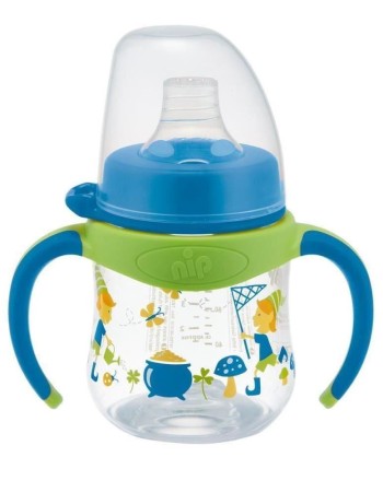 Cana de baut cu manere Training Bottle Boy pentru copii, adaptor de baut antipicurare din silicon, 150 ml, de la 6 luni, nip 35057