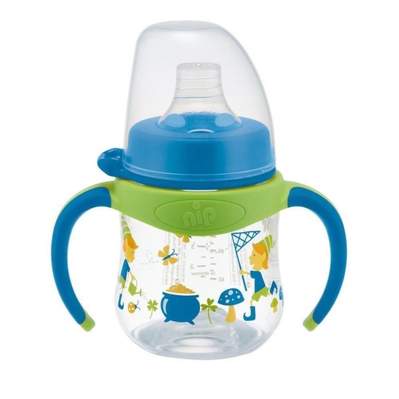 Cana de baut cu manere Training Bottle Boy pentru copii, adaptor de baut antipicurare din silicon, 150 ml, de la 6 luni, nip 35057