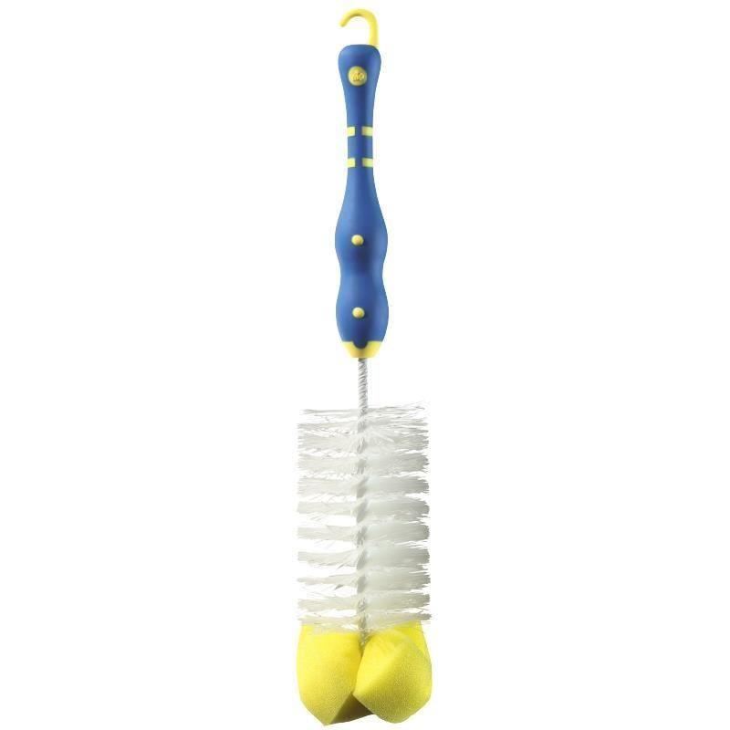 Perie pentru biberoane standard si cu gat larg, cu burete si maner antialunecare, 0+ luni, nip 37010
