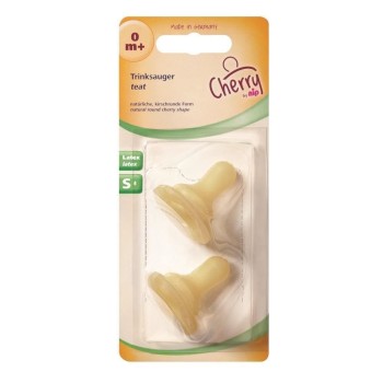 Set 2 tetine Cherry Latex Natural – Debit redus (S), de la 0 luni, Nip 93000