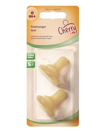 Set 2 tetine Cherry Latex Natural – Debit redus (S), de la 0 luni, Nip 93000