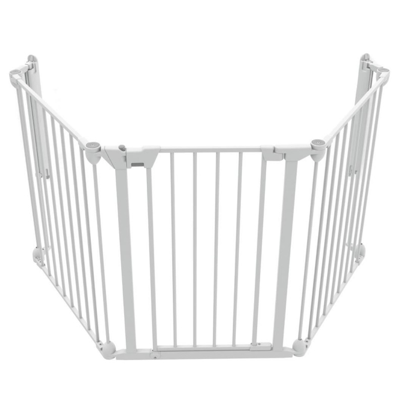Tarc modular de siguranta cu 3 panouri + usa NOMA N94054 – Metal alb, 79–197 cm